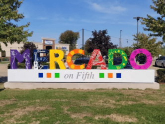 Giant Letters installation at Mercado on Fifth