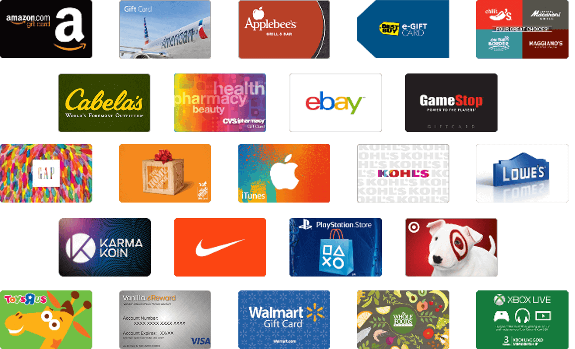 Gift Card Options for Rewards